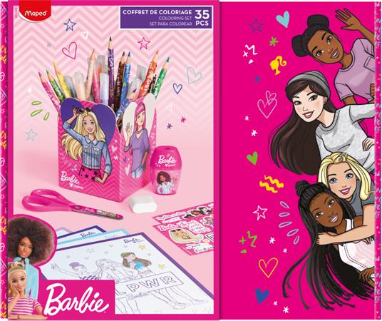 Színező készlet, ajándékdoboz, MAPED "Barbie", 35 darabos
